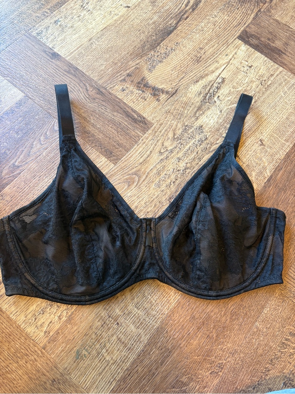 Wacoal Black Lace Underwire Bra - Sheer Floral Support 38DDD